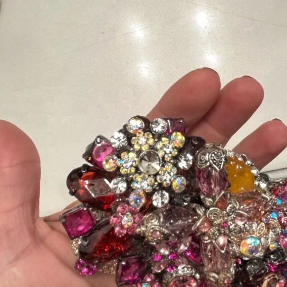 Vintage Vibrant Pink and Silver Rhinestone Bling Belt Buckle - Picture 7 of 8